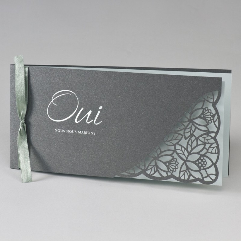Faire part dentelle vert menthe