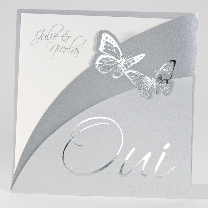 Faire-part "Oui" argenté