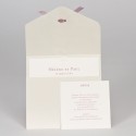 Faire-part dentelle en relief et ruban rose