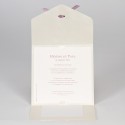 Faire-part dentelle en relief et ruban rose