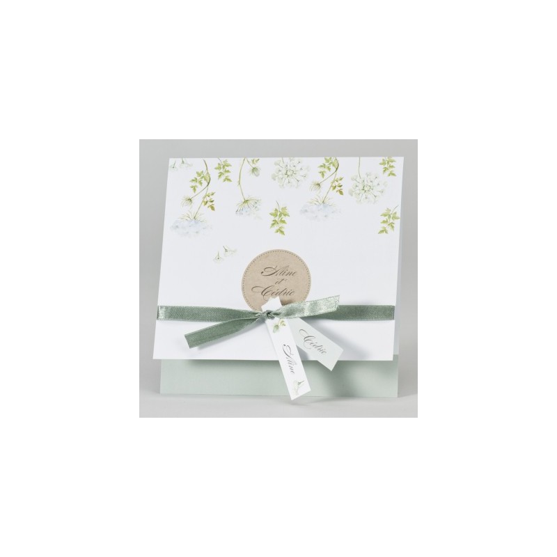 Faire-part aux fleurs vertes