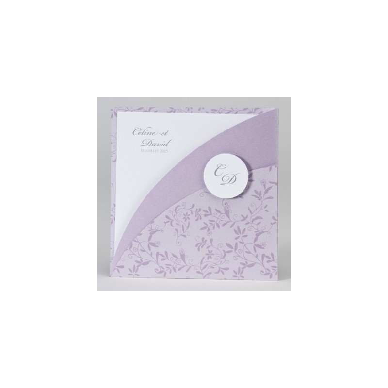 Faire-part mauve avec petites fleurs