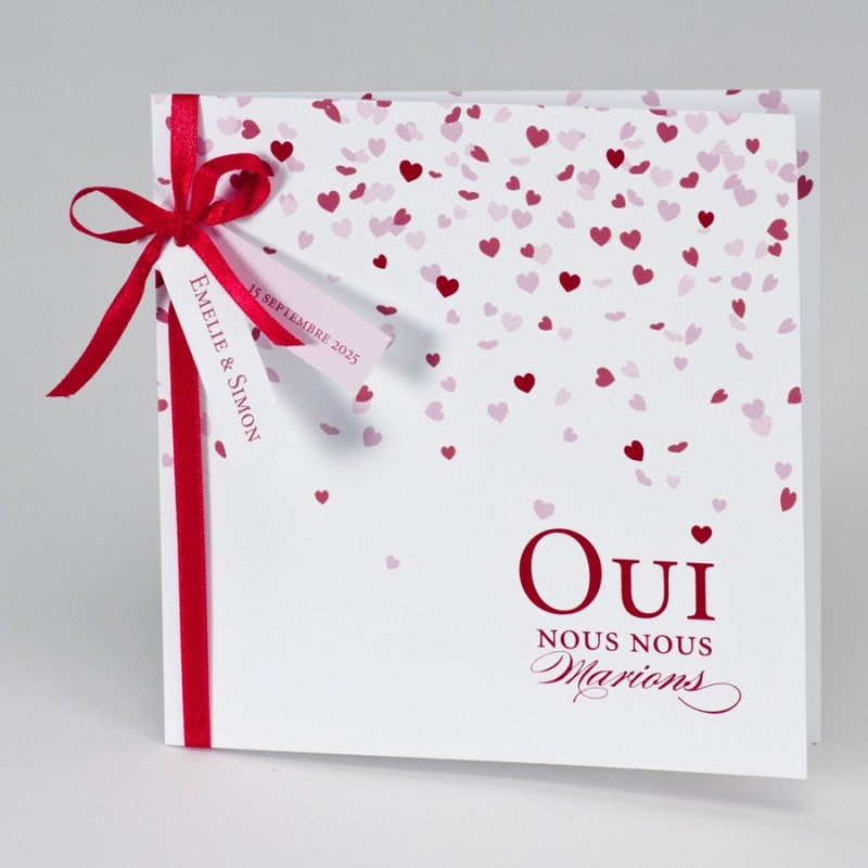 Faire-part Cœurs rouges