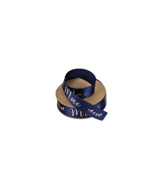 Ruban satin Marine "Mr & Mme"Or