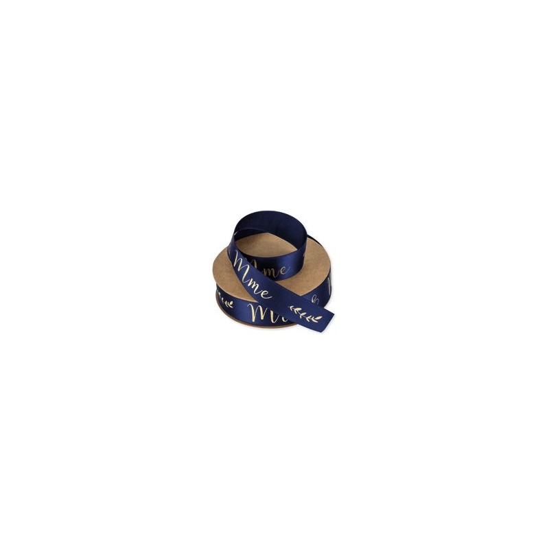Ruban satin Marine "Mr & Mme"Or