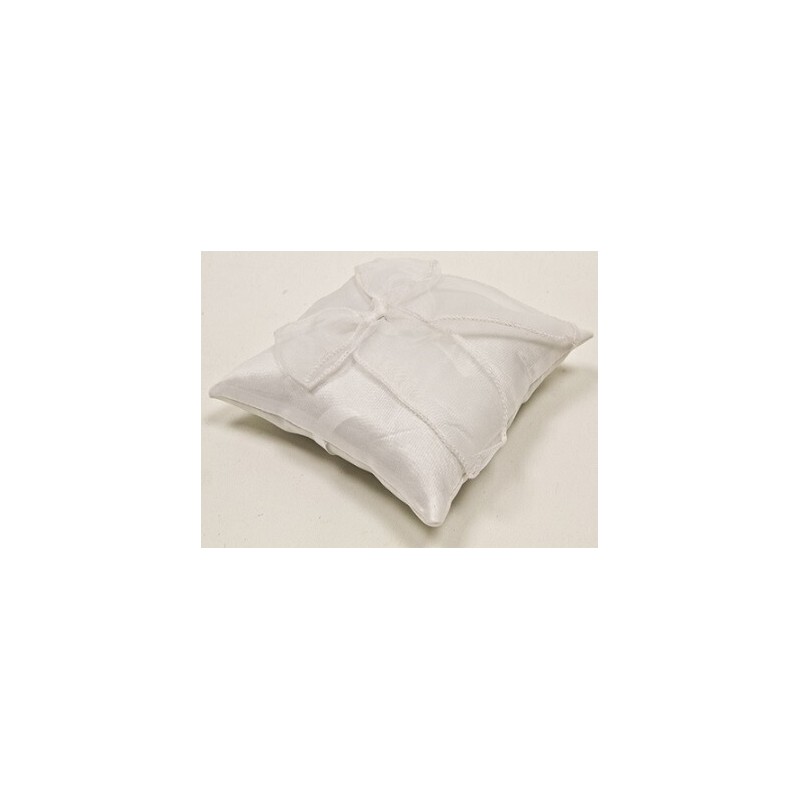 Coussin alliances noeud organza Blanc