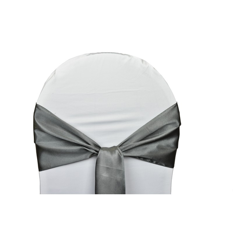 Location Noeuds de chaises Satin-Argent foncé