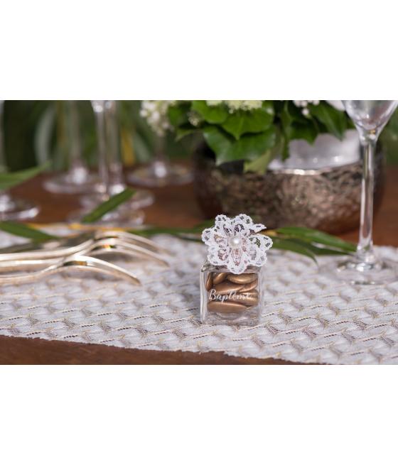 Pots carrés en verre pour baptême