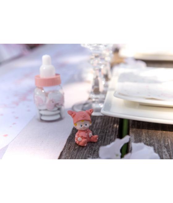 Figurine Baptême rose