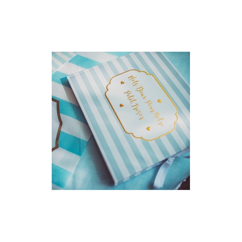 livre d'or petit trésor bleu rayé