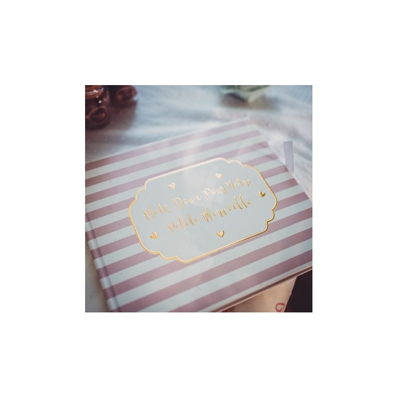 livre d'or petite merveille rose rayé