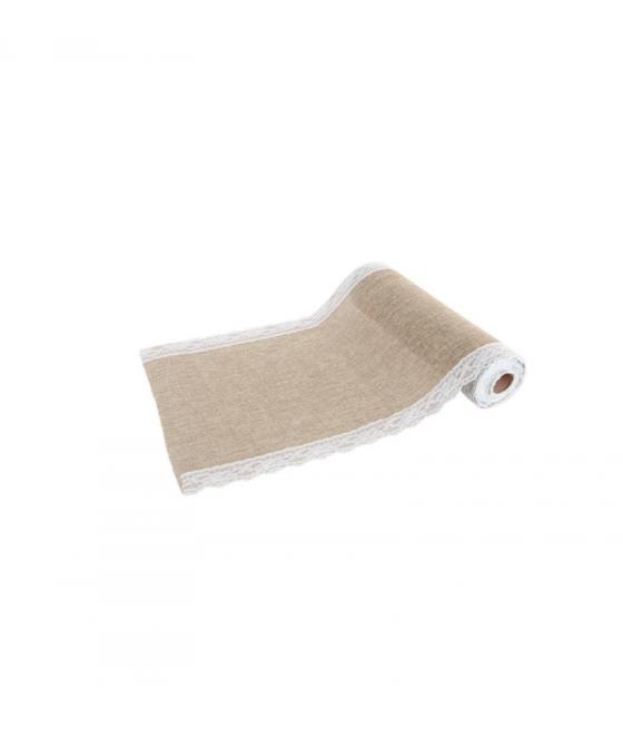 Chemin de table jute et dentelle
