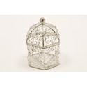 Mini cage oiseaux en metal- Argente 