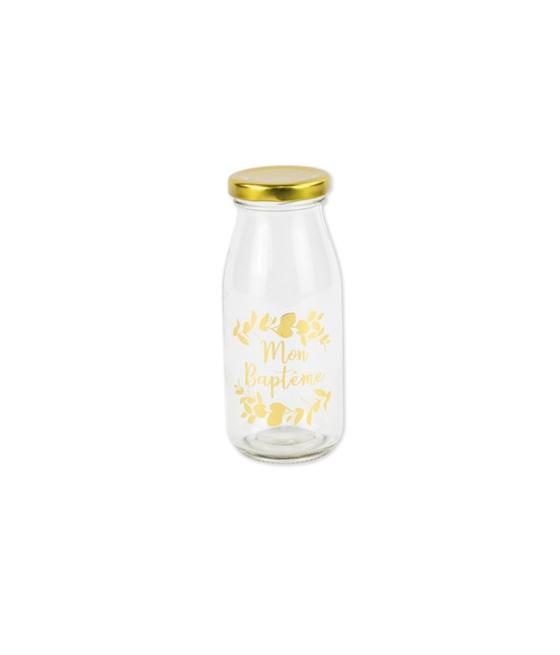 Bouteille Candy bar baptême verre floque or