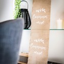 Chemin de table communion jute floquee blanc