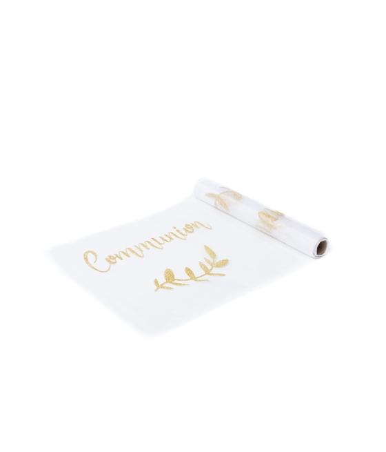 Chemin de table en organza pailleté or