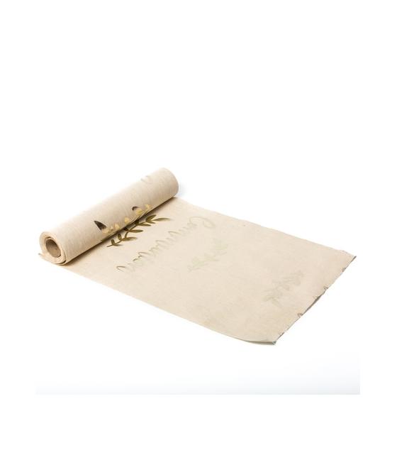 Chemin de table communion Lin floqué champagne