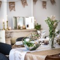 Chemin de table communion Lin floqué champagne Chemin de table communion Lin floqué champagne
