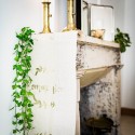 Chemin de table communion Lin floqué champagne Chemin de table communion Lin floqué champagne