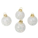 4 Marques places boules de Noel transparent blanc et irissé 5CM
