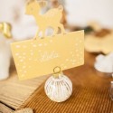 4 Marques places boules de Noel transparent blanc et irissé
