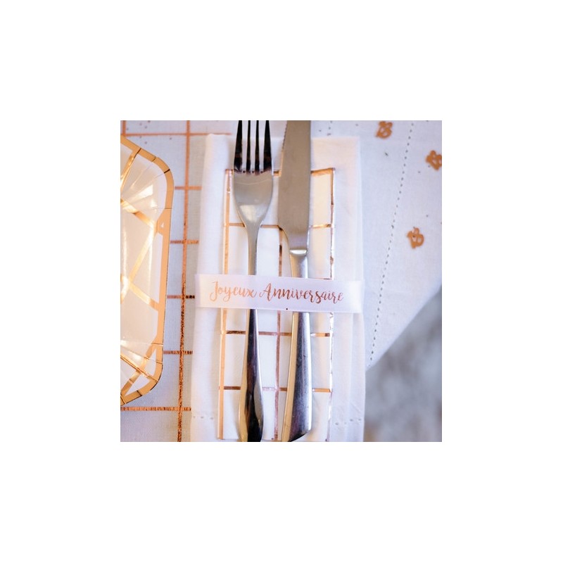Ruban en satin blanc Joyeux Anniversaire Rose gold