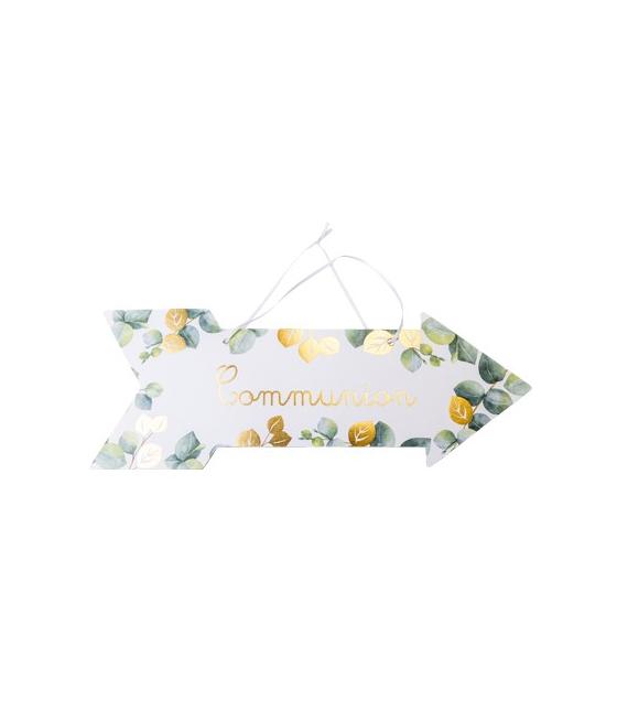 Fleche communion eucalyptus papier texturé dorure or