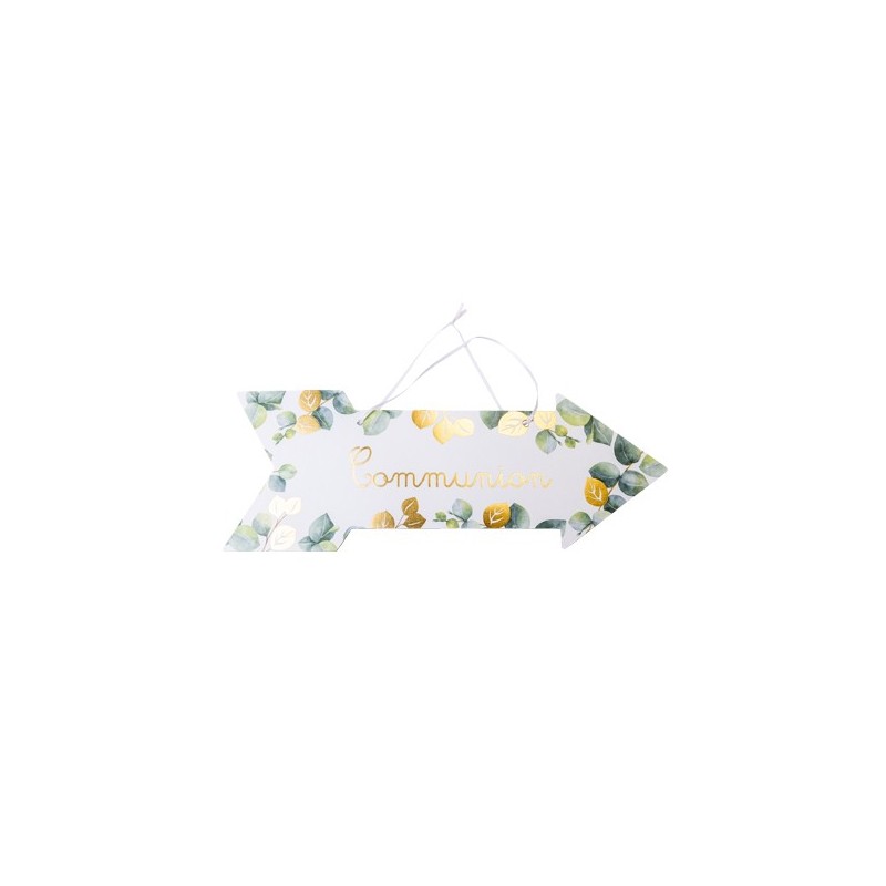 Fleche communion eucalyptus papier texturé dorure or