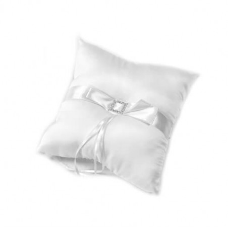 Coussin alliances gm noeud + strass Blanc