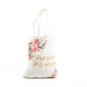 Tote bag "les copines de la mariée" folk lin dorure or 31x37cm
