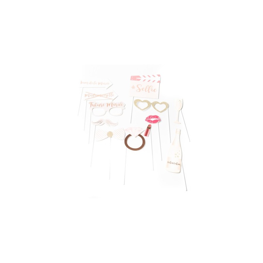 kit photobooth mariage rose gold 12 pieces