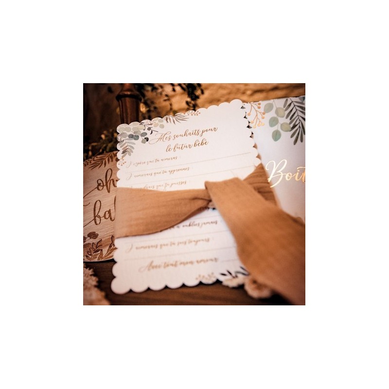 10 cartes de vœux Oh baby végétal et or