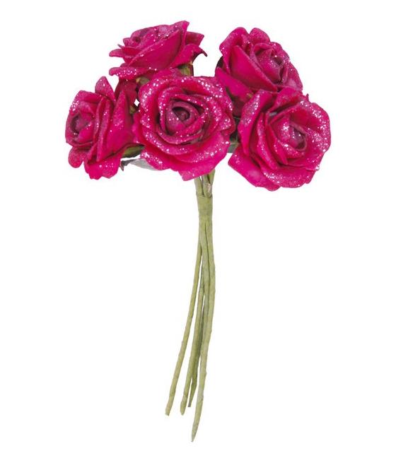 Bouquet de 5 roses pailletées