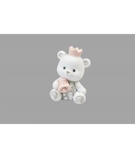 Ourson princesse en résine Rose