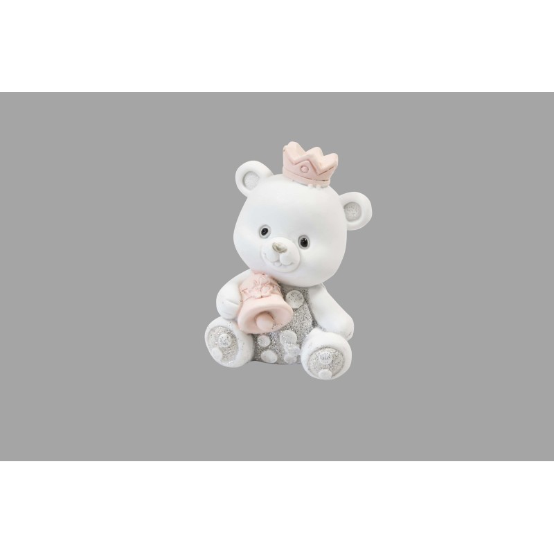 Ourson princesse en résine Rose