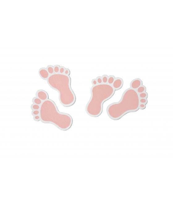 Confettis de table pieds bébé rose (x 10)