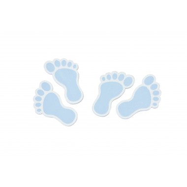 Confettis en bois pied de bébé bleu