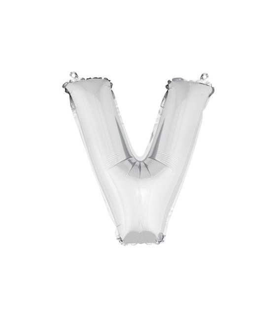 ballon uni metallise "v"  (haut. 36 cm)