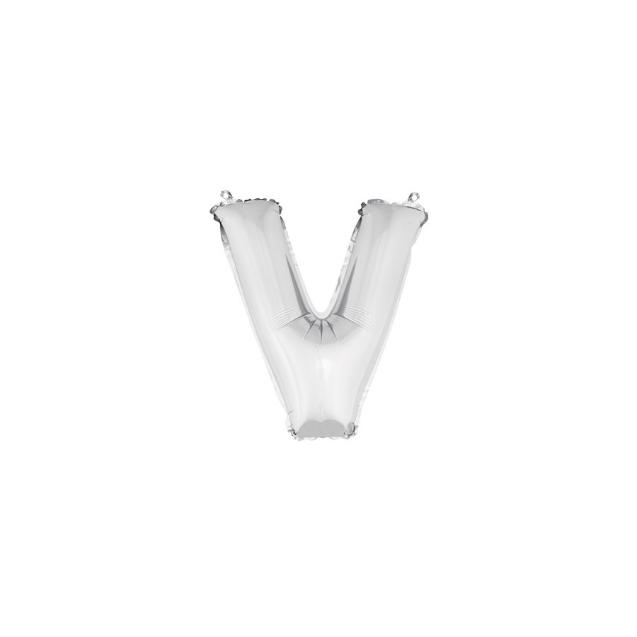 ballon uni metallise "v"  (haut. 36 cm)