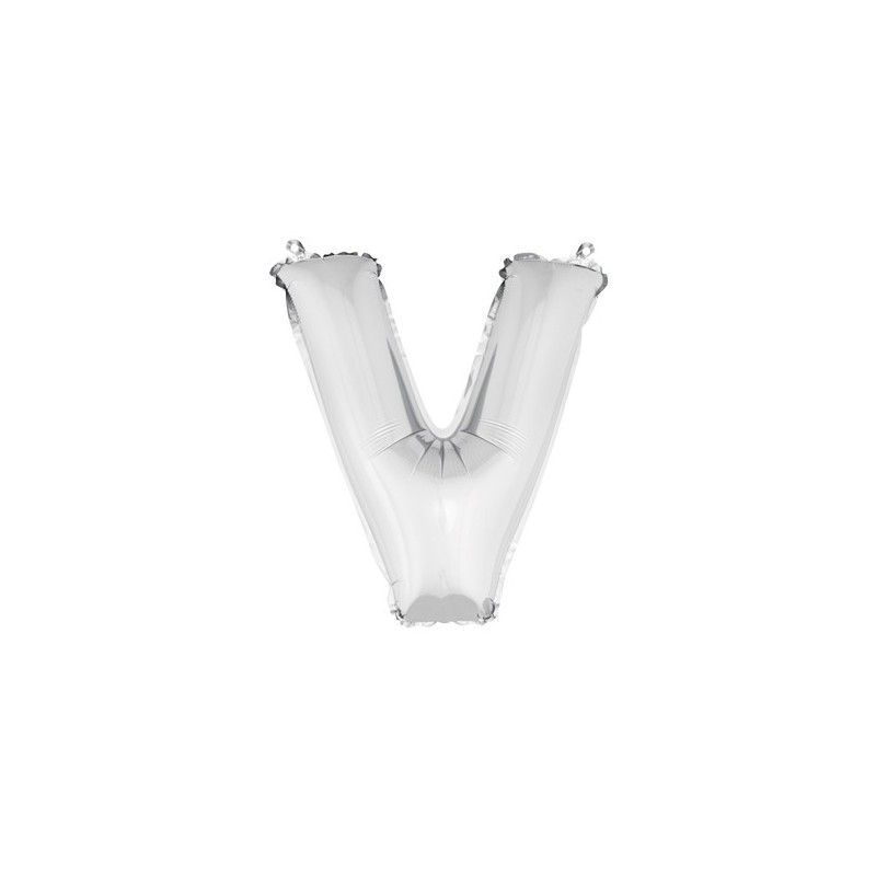 ballon uni metallise "v"  (haut. 36 cm)