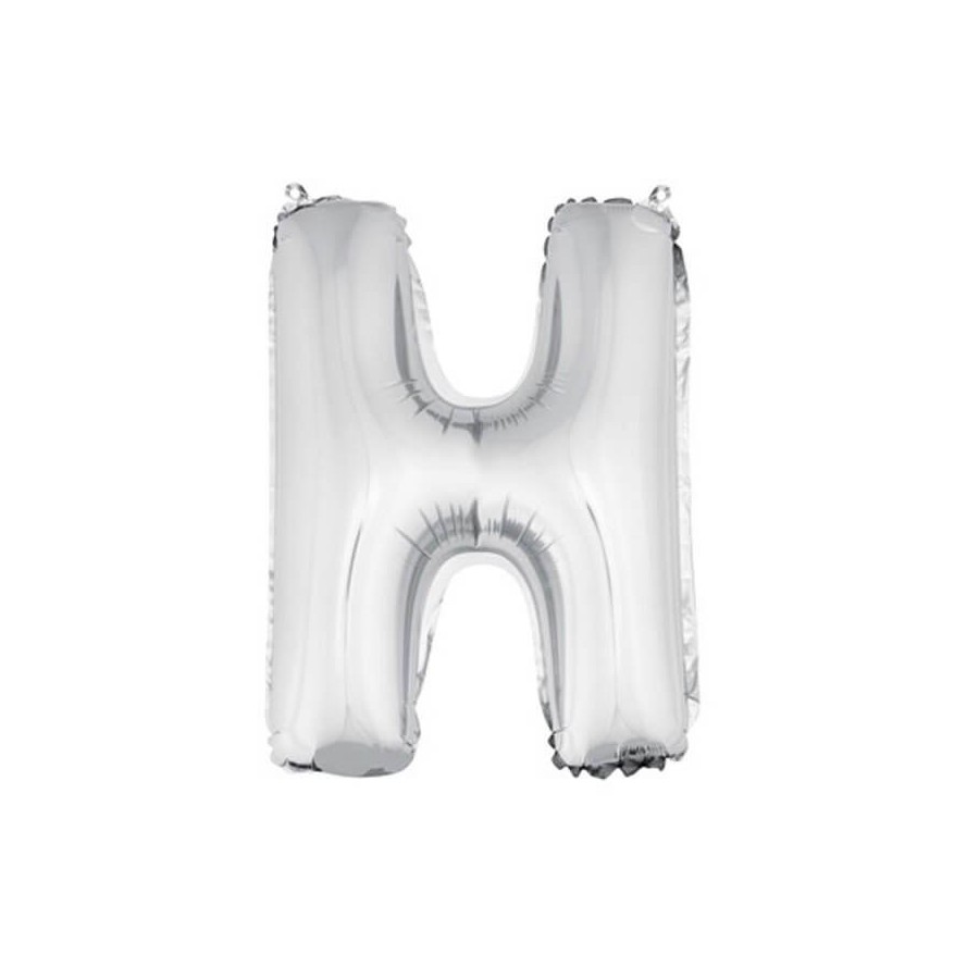 Ballon uni métallisé "h"  (haut. 36 cm)
