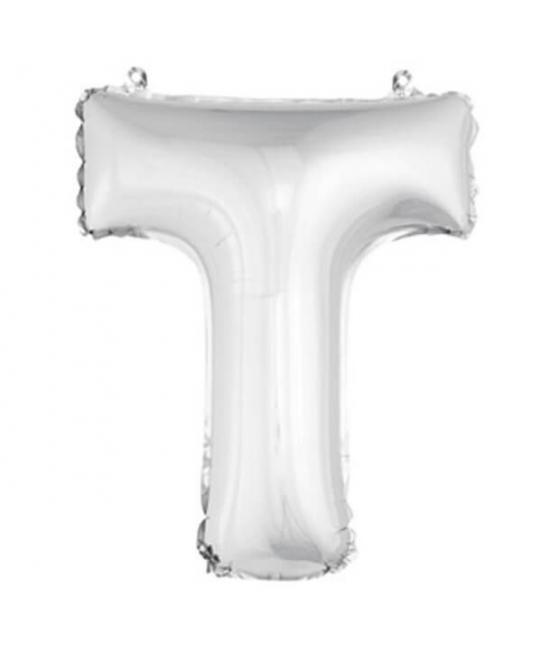 Ballon uni métallisé "t"  (haut. 36 cm)