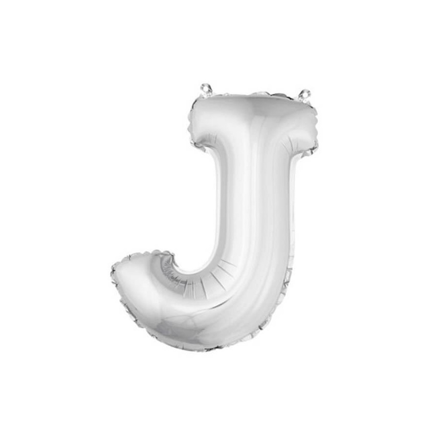 Ballon uni metallise "j"  (haut. 36 cm)