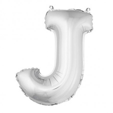 Ballon uni metallise "j"  (haut. 36 cm)