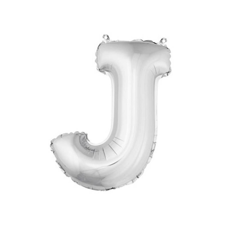 Ballon uni metallise "j"  (haut. 36 cm)