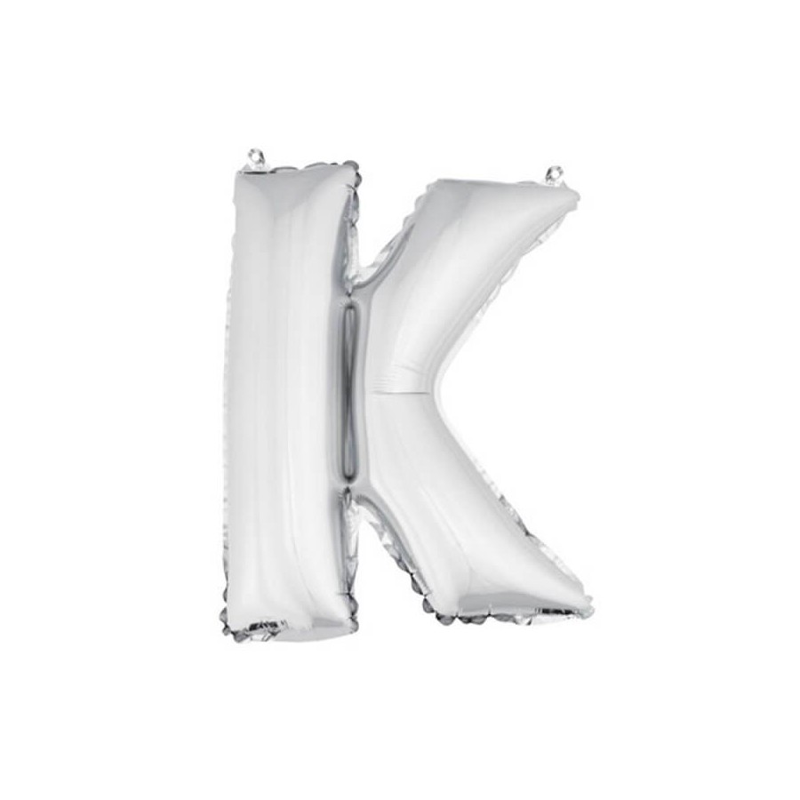 Ballon uni métallisé "k"  (haut. 36 cm)