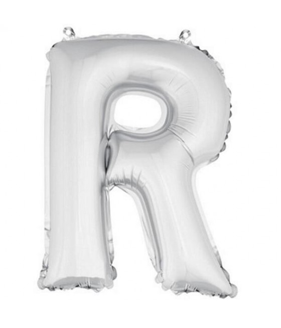 Ballon uni métallisé "r"  (haut. 36 cm)