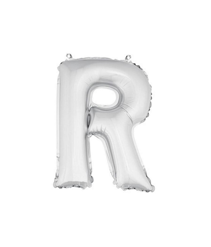 Ballon uni métallisé "r"  (haut. 36 cm)