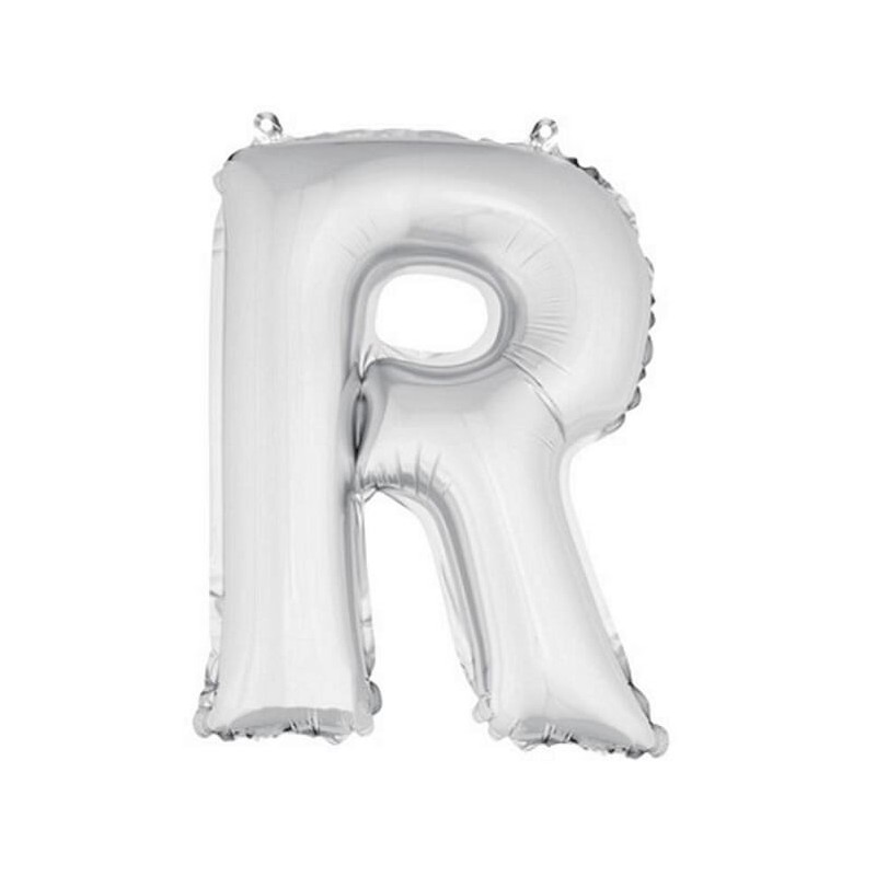 Ballon uni métallisé "r"  (haut. 36 cm)