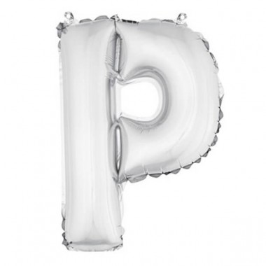 Ballon uni métallisé "p"  (haut. 36 cm)